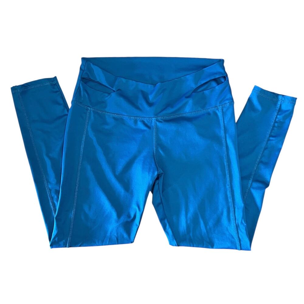 Lululemon High Rise Leggings Slit Waist Detail Blue Athletic Yoga Pants Size 10